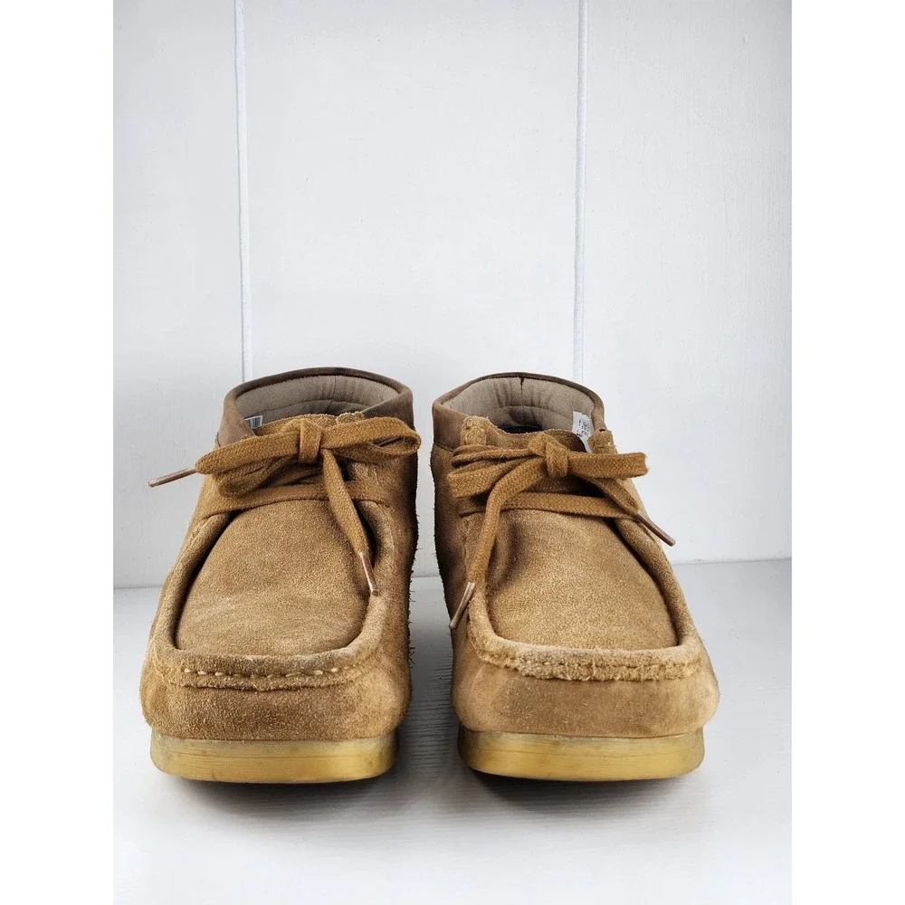 Clarks Wallabee Mens 10.5 Tan Suede Moccasin Lace Up Crepe Sole Boots Chukka